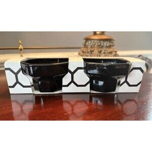 Arcoroc France OCTIME Black Octagonal Glass Candlestick Candle Holders MCM NIB